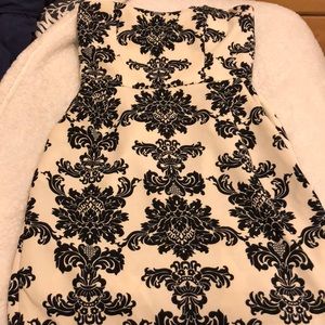 Black and white strapless dress
